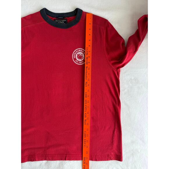 Vintage Abercrombie & Fitch Shirt Men's Medium‎ Red Blue Muscle Bear Trap Lounge - Picture 11 of 12